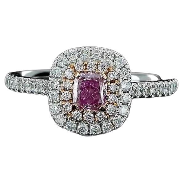 GIA Certified 0.33 Carat Faint Pink Diamond Ring SI2 Clarity For Sale