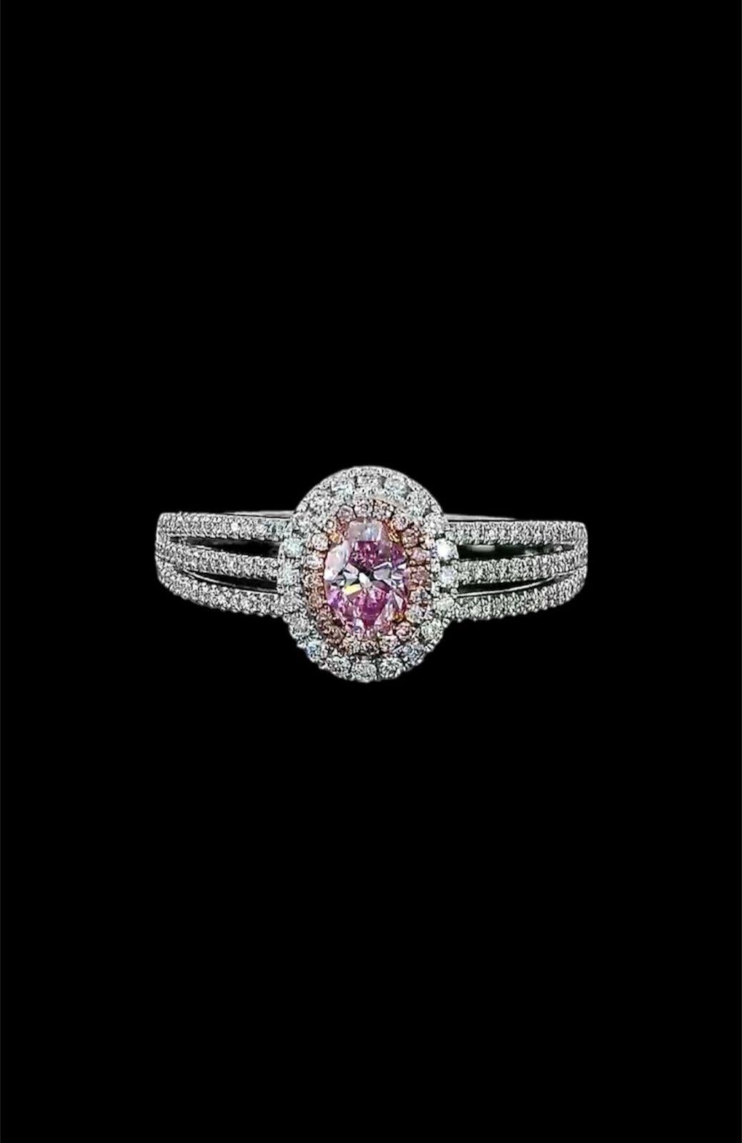 GIA Certified 0.33 Carat Faint Pink Diamond Ring VS2 Clarity For Sale 6
