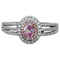 GIA Certified 0.33 Carat Faint Pink Diamond Ring VS2 Clarity