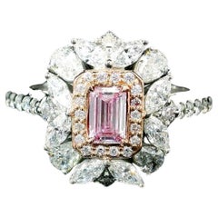 GIA Certified 0.33 Carat Faint Pink I1 Clarity Diamond Ring