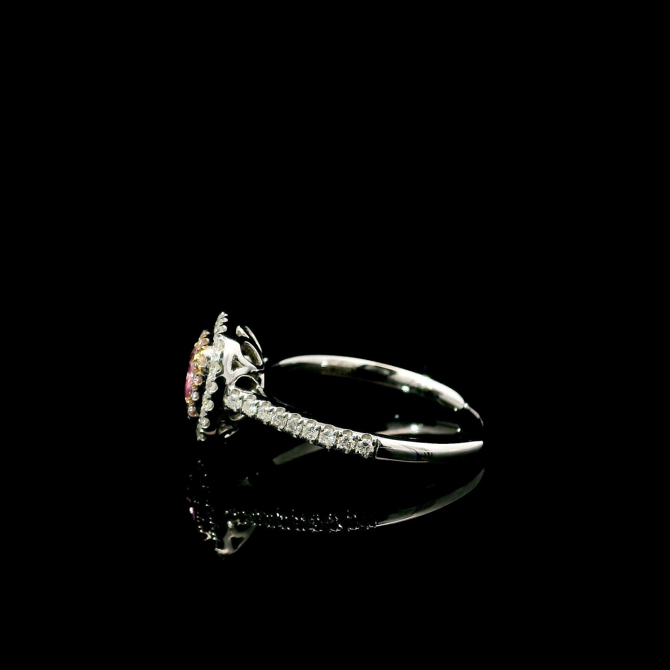 Anello con diamante certificato GIA da 0,33 carati di colore rosa tenue con purezza SI2 in vendita 1