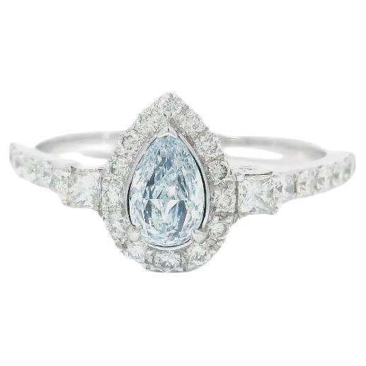 Anello con diamante certificato GIA da 0,33 carati di colore azzurro (indeterminato) con purezza SI1