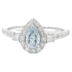 Anello con diamante certificato GIA da 0,33 carati di colore azzurro (indeterminato) con purezza SI1