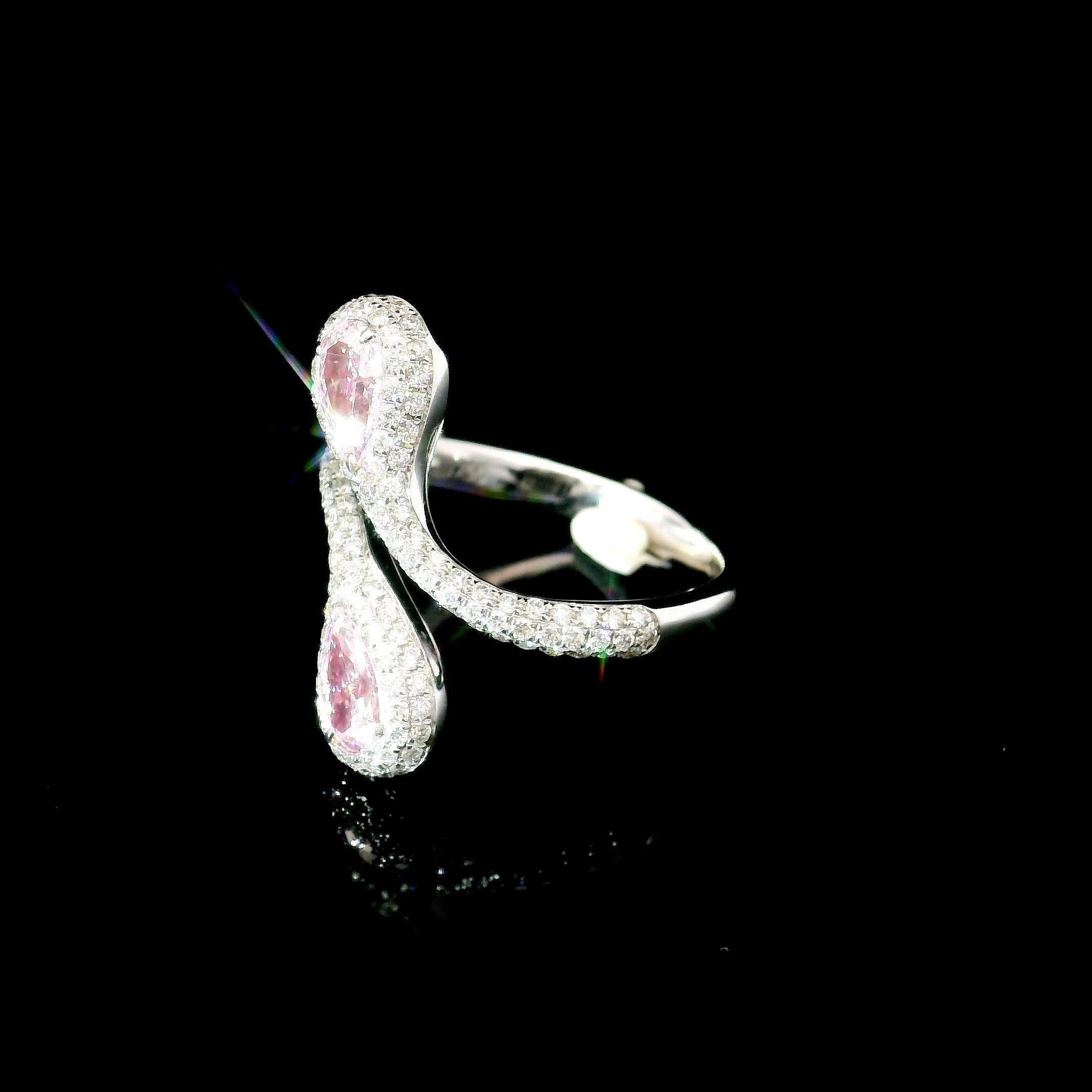 GIA Certified 0.34 CT Faint Pink VS2 / 0.42 CT Faint Pink SI2 Clarity Ring In New Condition In บางรัก, TH