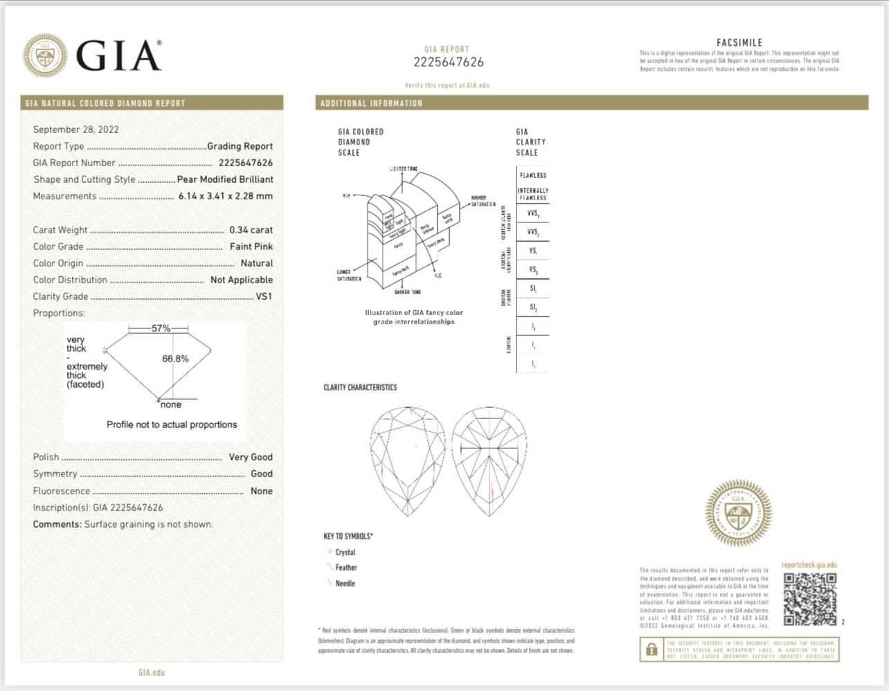 GIA Certified 0.34 CT Faint Pink VS2 / 0.42 CT Faint Pink SI2 Clarity Ring 4