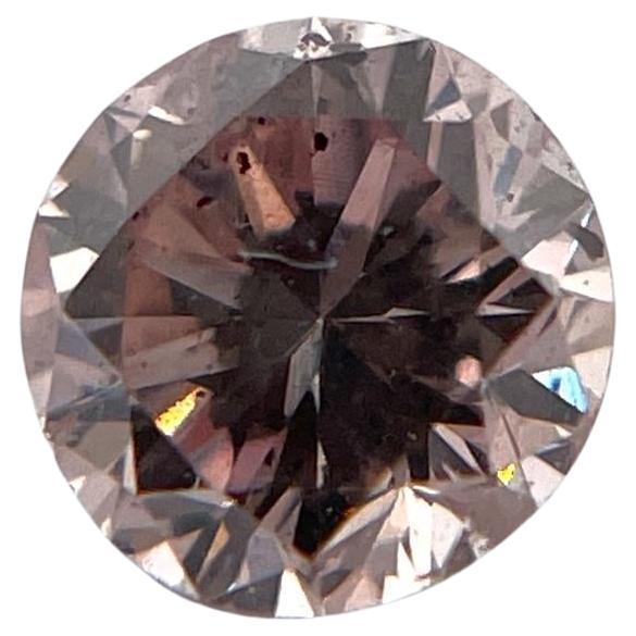 Diamant naturel rond de couleur rose brunâtre fantaisie certifié GIA 0,34 TCW en vente
