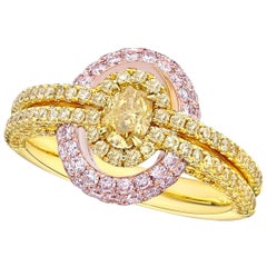 GIA Certified 0.35 Carat Fancy Intense Orange Yellow Diamond Oval Cut Ring