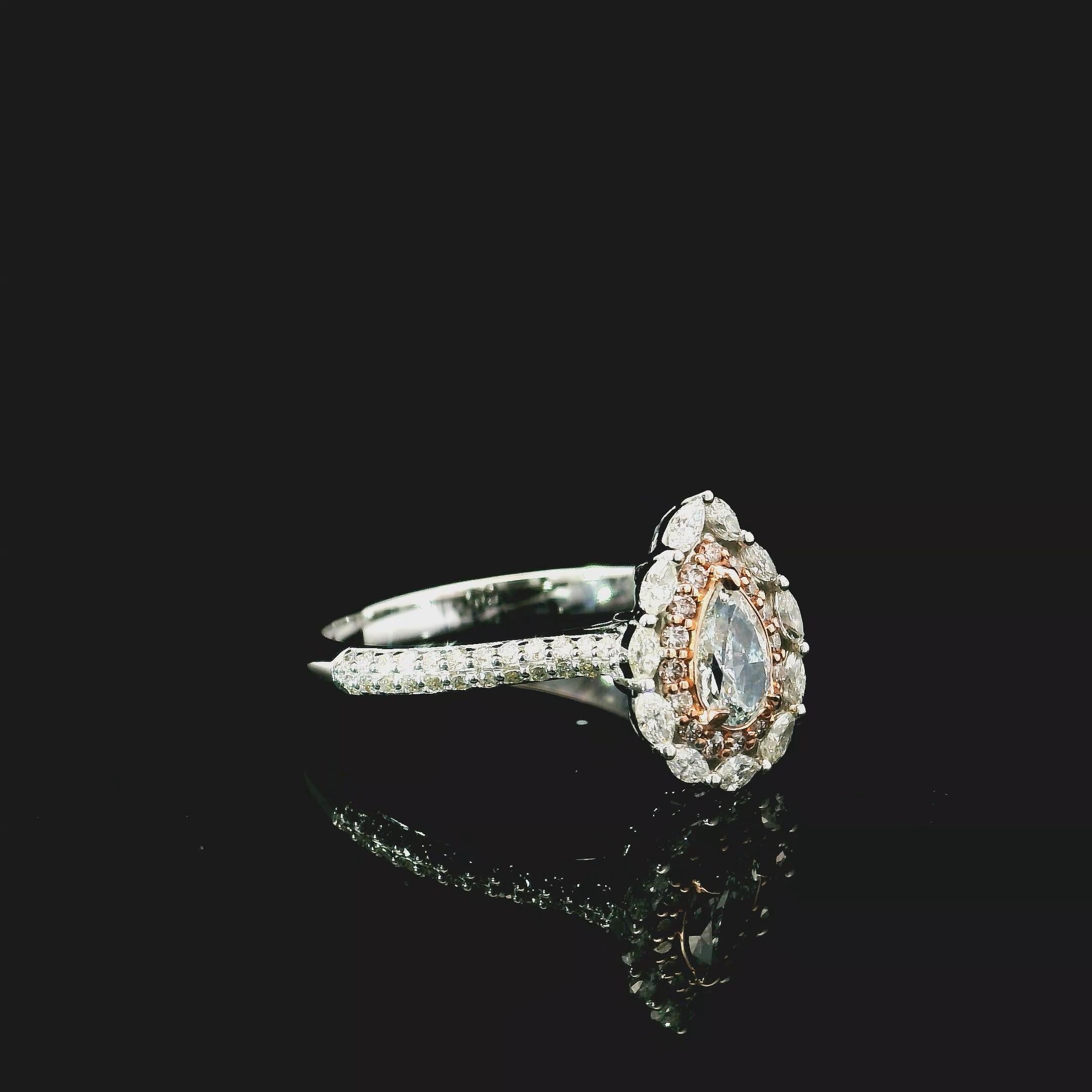 Bague en diamant certifié GIA de 0,35 carat bleu clair (indéterminé), pureté SI2 en vente 1