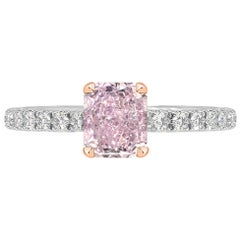GIA Certified 0.35 Carat Radiant Cut Pink Diamond Ring