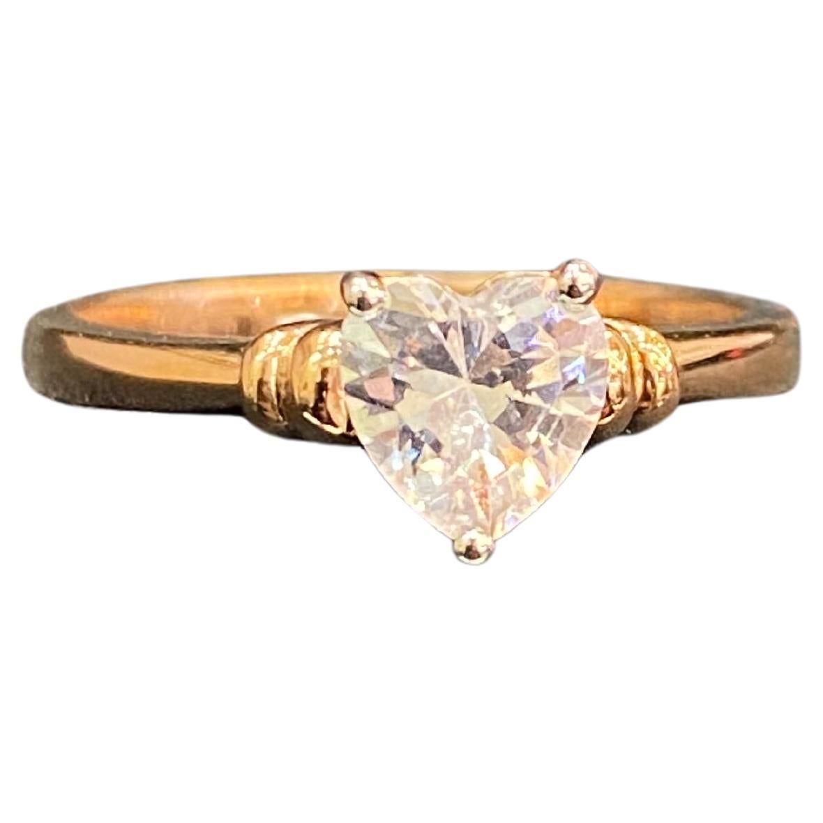  Bague solitaire en or rose 18 carats avec diamant naturel en forme de cœur de 0,35 carat certifié GIA en vente