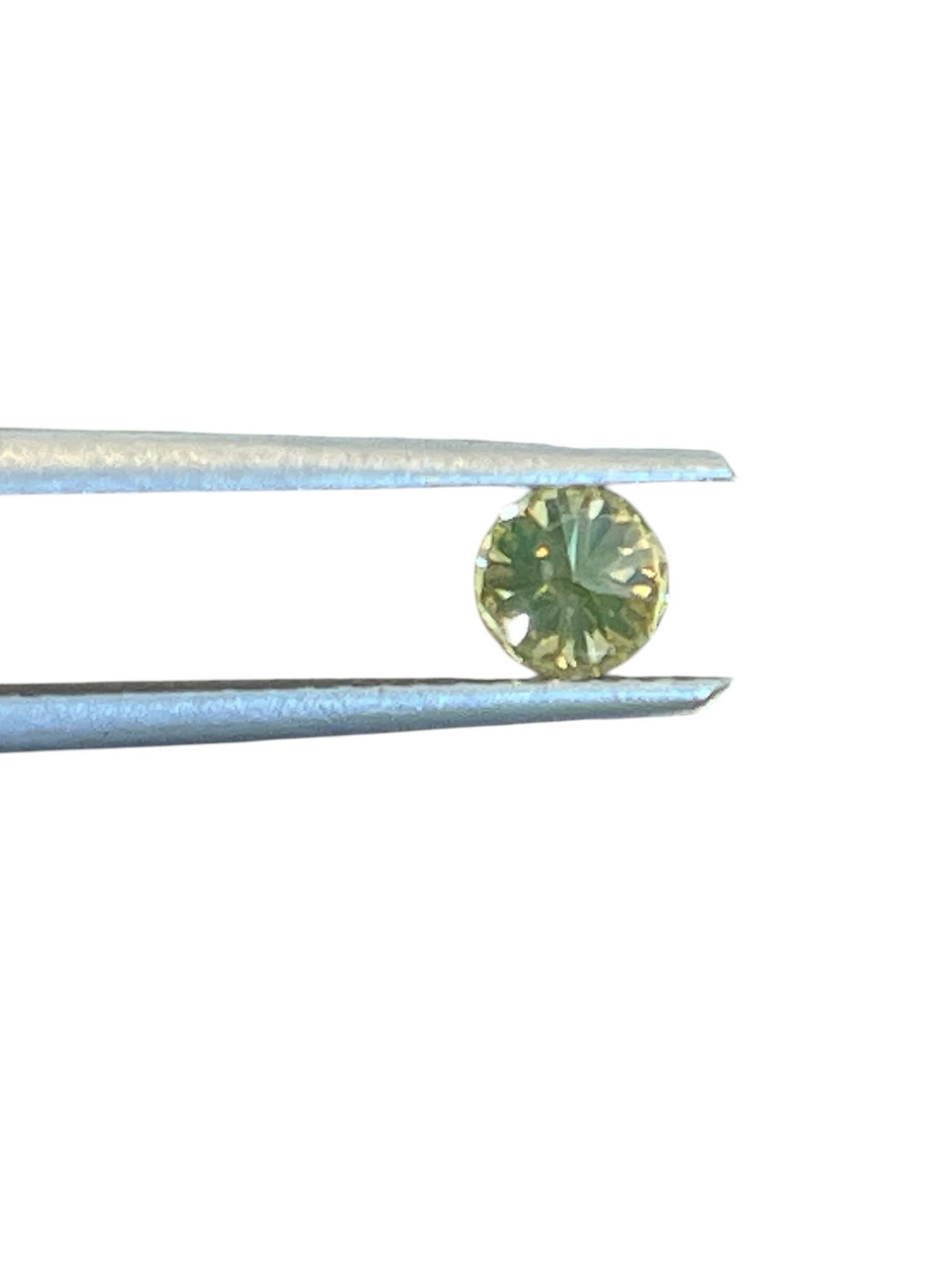 GIA Certified 0.35ct SI1 Fancy Intense Greenish Yellow Round Natural Diamond For Sale 1