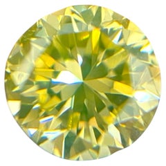GIA Certified 0.35ct SI1 Fancy Intense Greenish Yellow Round Natural Diamond
