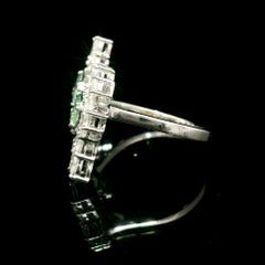 GIA Certified 0.36/0.50 Carat Light Yellow Green/Faint Yellow Green Diamond Ring