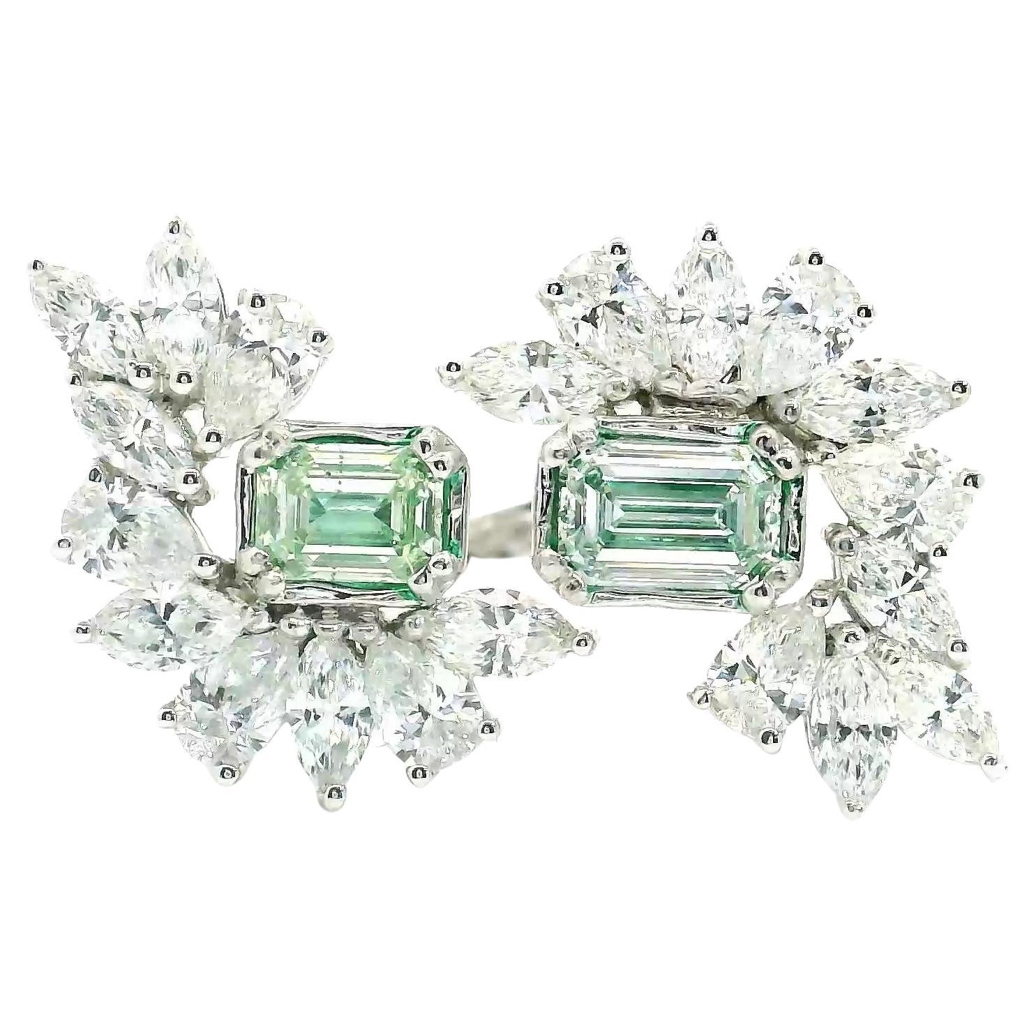 GIA Certified 0.36/0.50 Carat Light Yellow Green/Faint Yellow Green Diamond Ring For Sale