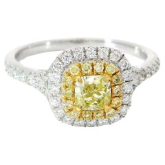 GIA Certified 0.36 Carat Fancy Light Greenish Yellow VS2 Clarity Diamond Ring
