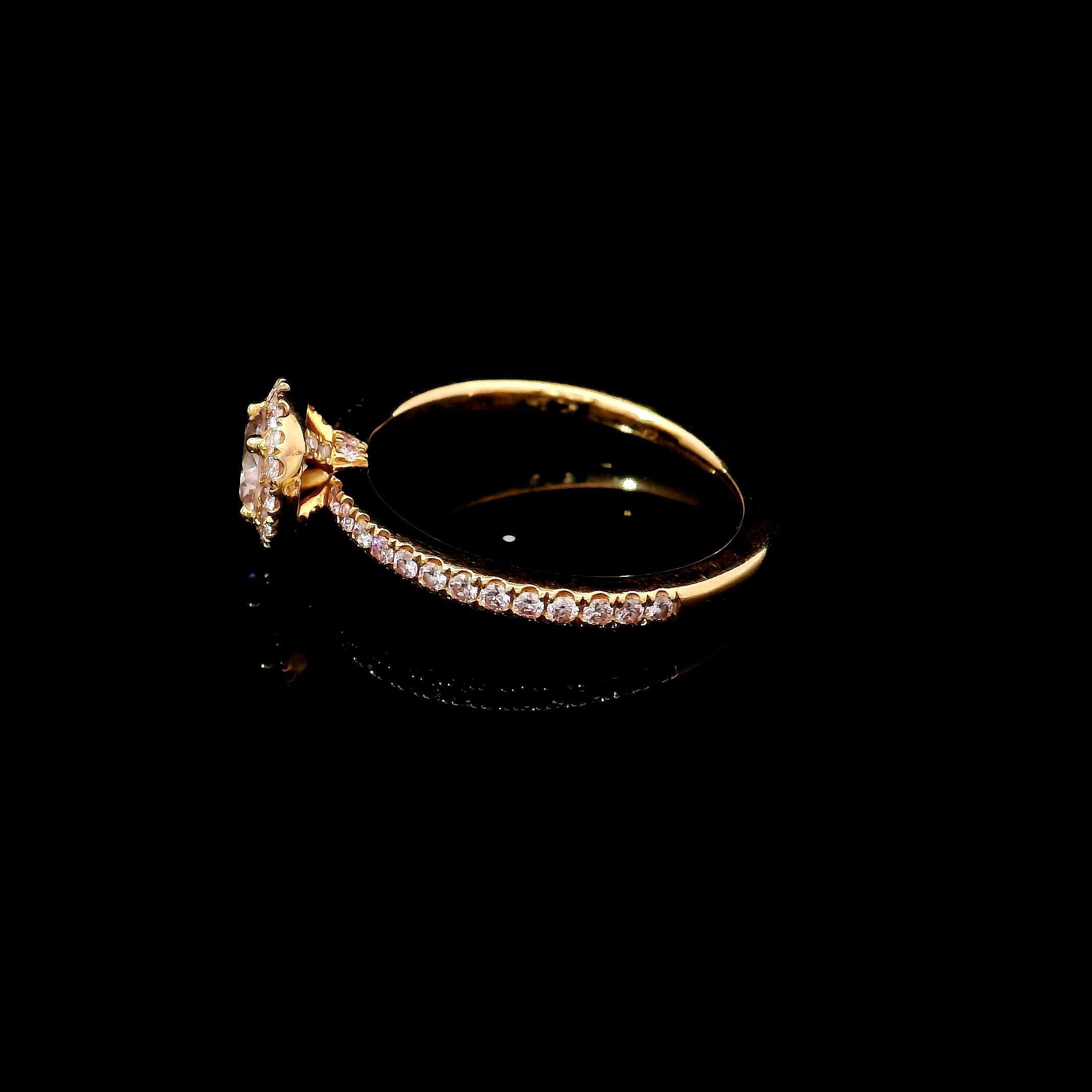 GIA Certified 0.36 Carat Fancy Light Pink VS1 Clarity Diamond Ring For Sale 1