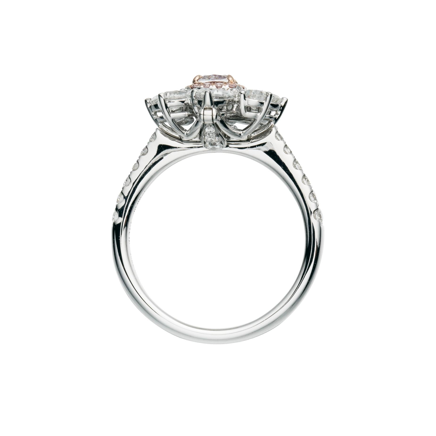 Brilliant Cut GIA Certified, 0.36ct Fancy Light Purplish Pink Cushion Shape Diamond Ring For Sale