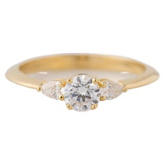GIA Certified 0.55 Ctw 3-Stone Diamond Engagement Ring in 14k Yellow Gold