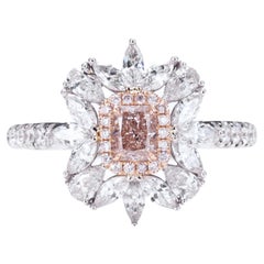 GIA-zertifizierter, 0,37 Karat natürlicher Fancy Hell Orangenrosa Solitär-Ring mit Strahlenschliff