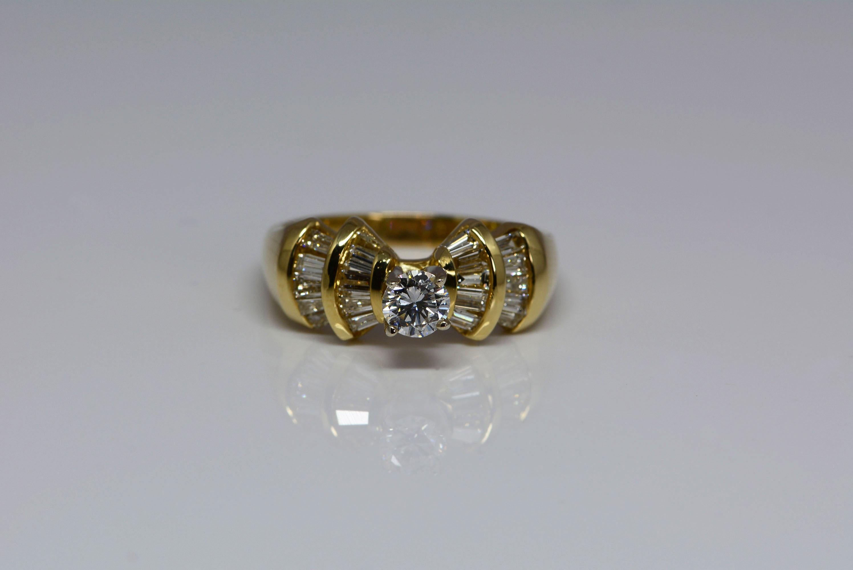 GIA 0.38 Carat E Color Diamond Contemporary Ring in 14 Karat Yellow Gold In New Condition For Sale In Aurora, Ontario