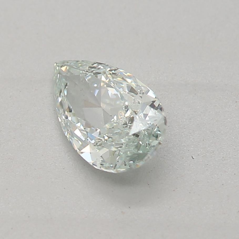 Pear Cut GIA Certified 0.38 Carat Fancy Light Bluish Green SI2 Clarity Diamond For Sale
