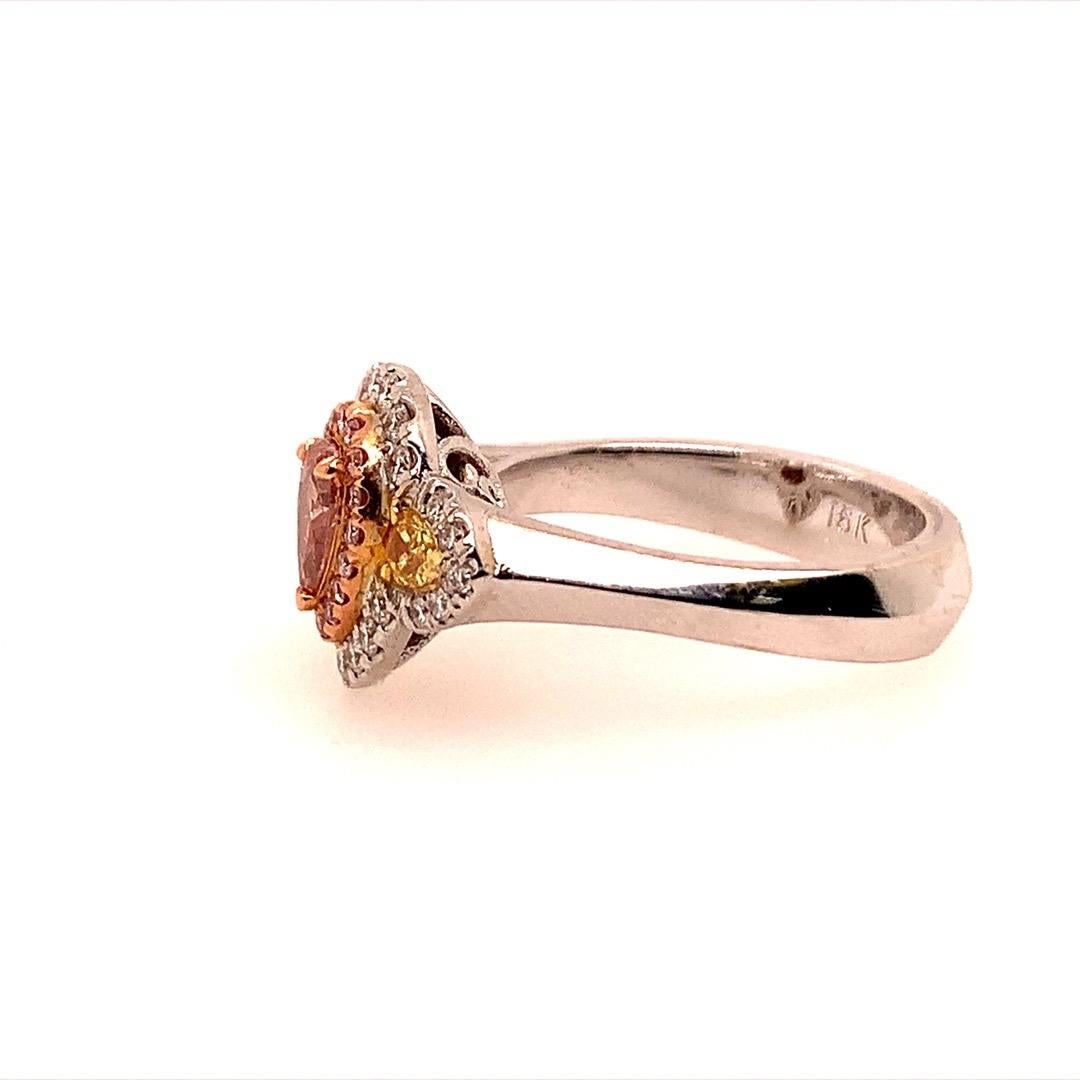 GIA Certified 0.38 Carat Natural Pear Pink Diamond Cocktail Gold Engagement Ring For Sale 1
