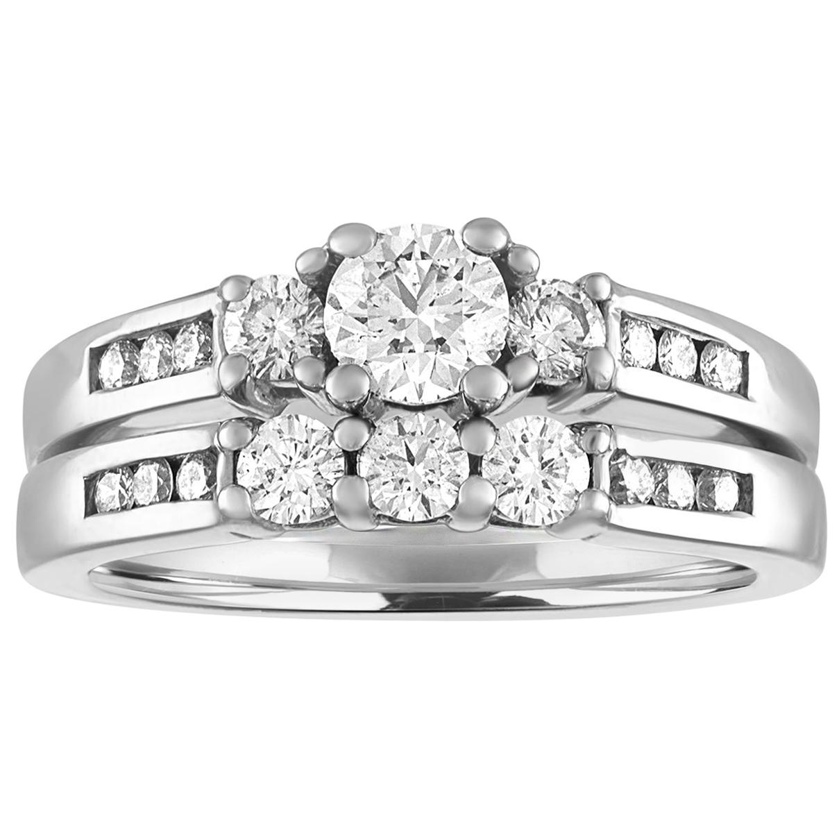 GIA Certified 0.40 Carat Diamond Gold Engagement Band Set For Sale