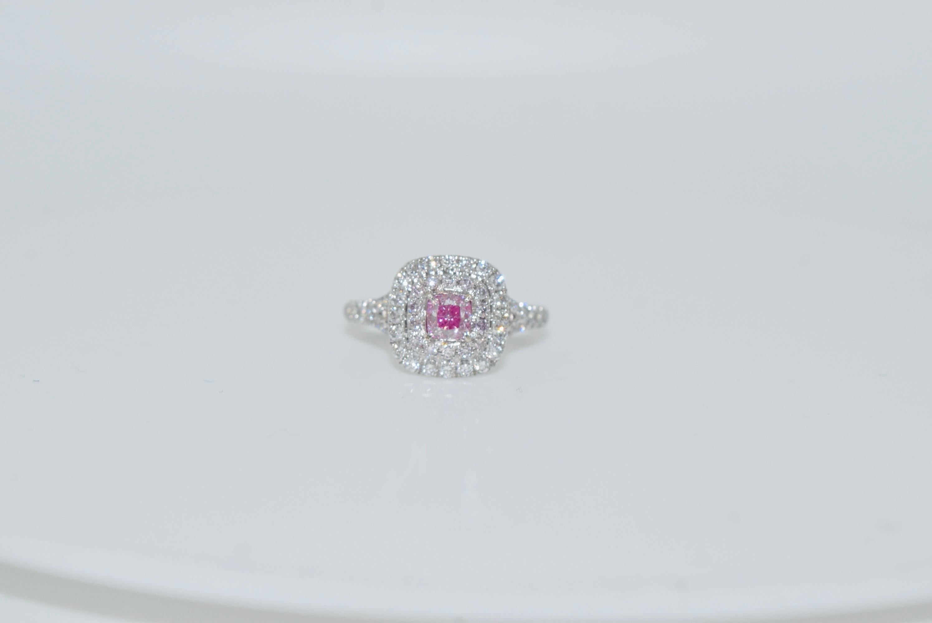 Women's GIA Certified 0.40 Carat Faint Pink Diamond Ring SI1 Clarity For Sale