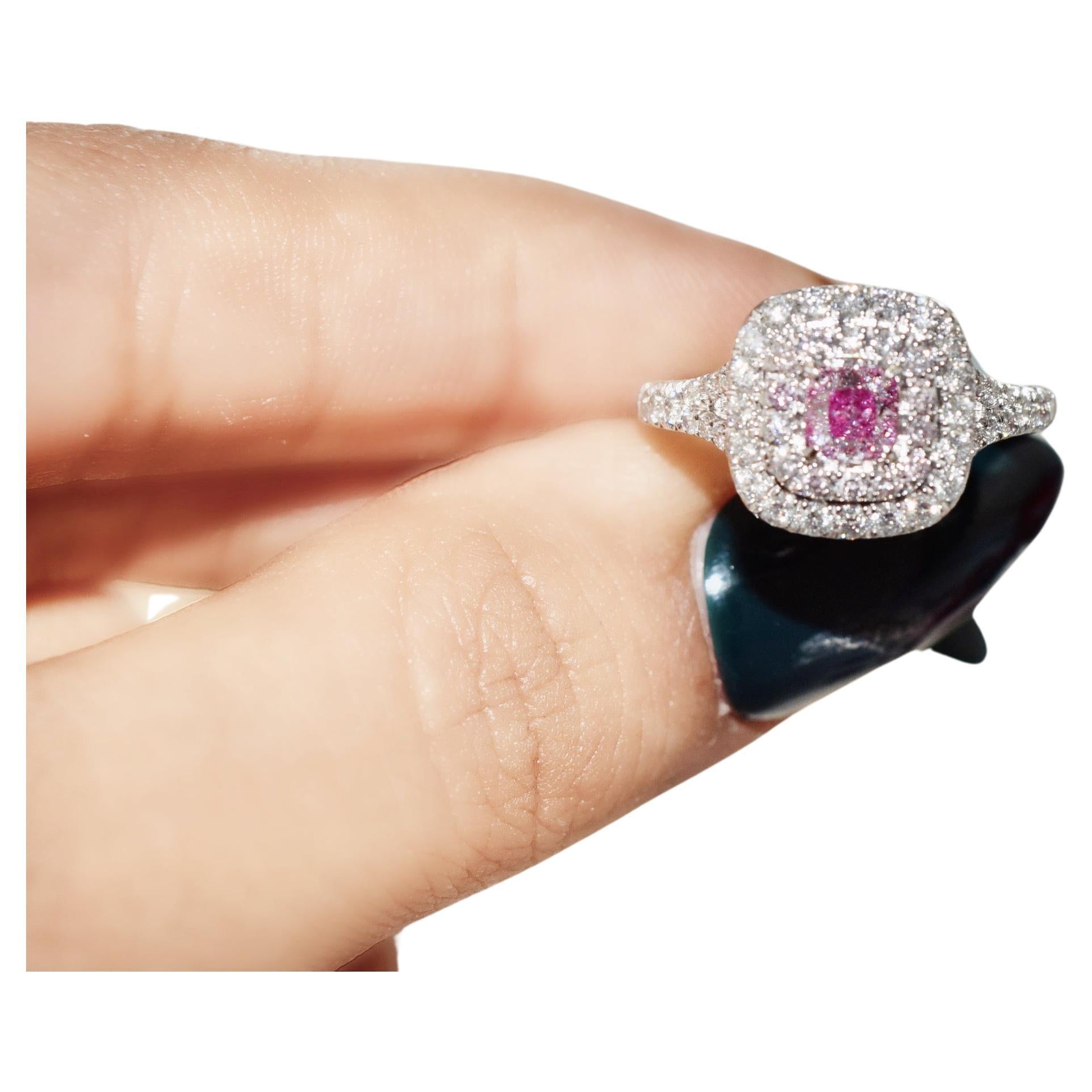 Bague en diamant certifié GIA de 0,40 carat de couleur rose pâle, pureté SI1