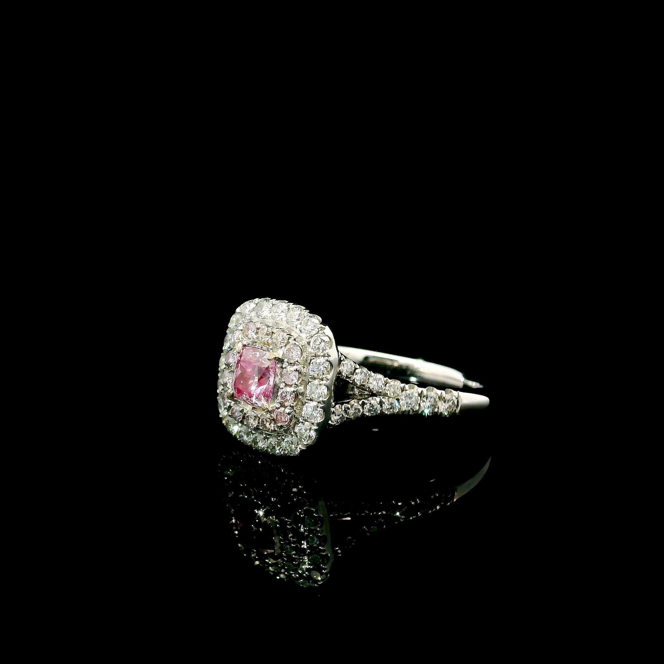 GIA Certified 0,40 Karat Faint Pink SI1 Clarity Diamantring im Zustand „Neu“ im Angebot in บางรัก, TH