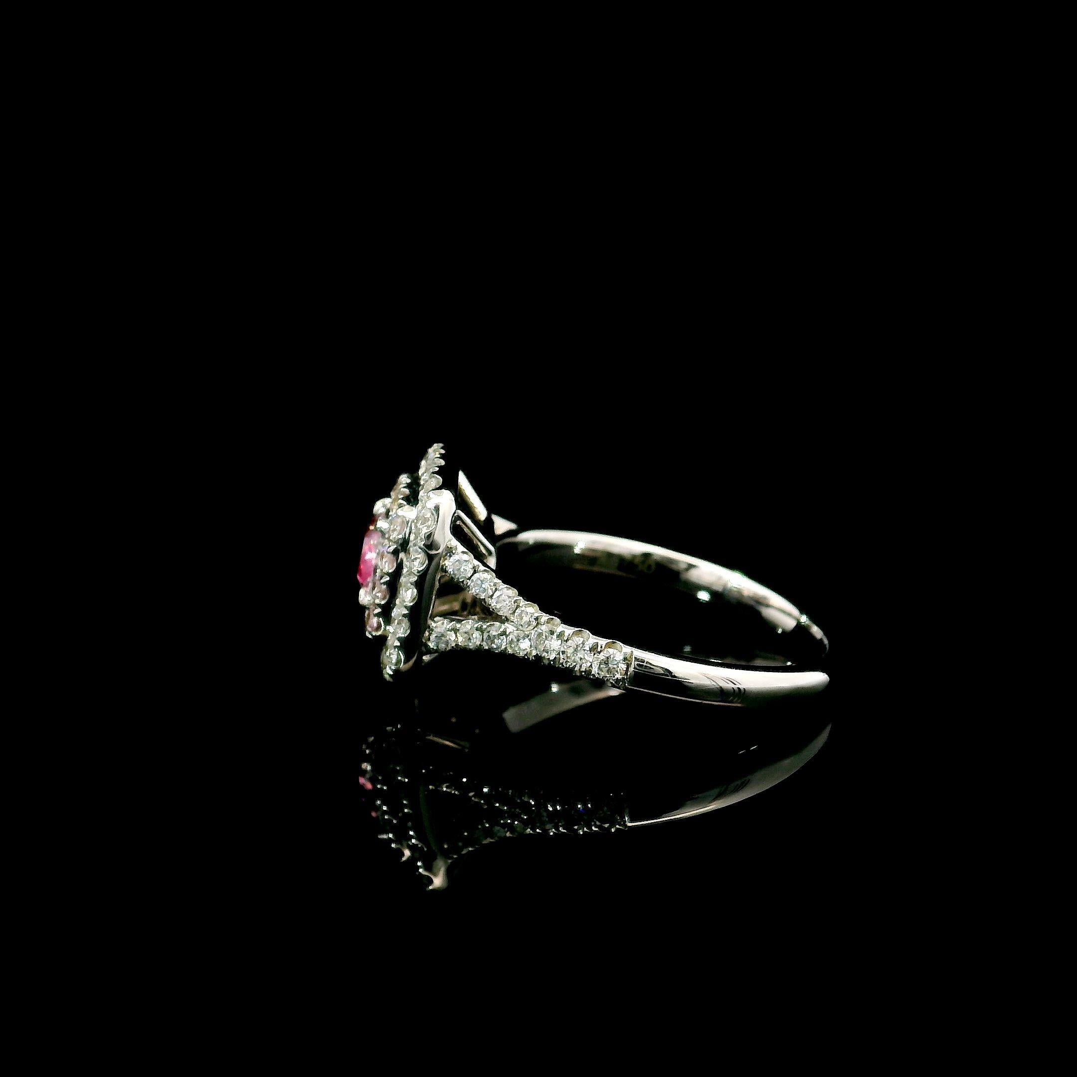 GIA Certified 0,40 Karat Faint Pink SI1 Clarity Diamantring im Angebot 1