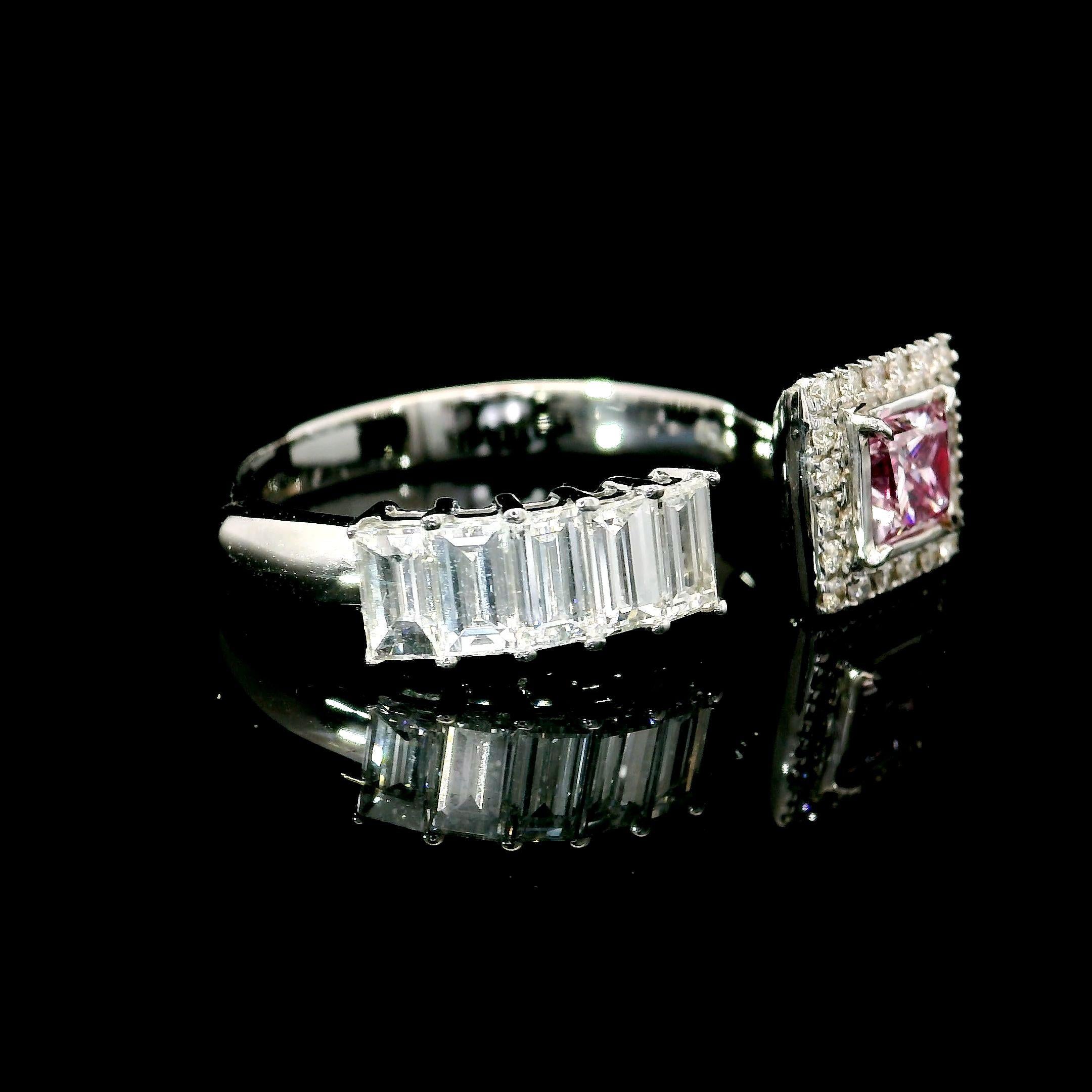 Anillo de diamantes con certificado GIA de 0,40 quilates de color marrón rosáceo tenue y claridad SI1 Corte cuadrado en venta