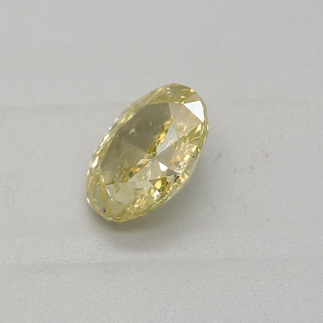 Oval Cut GIA Certified 0.40 Carat Fancy Brownish Greenish Yellow SI2 Clarity Diamond For Sale