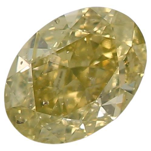Diamante certificado por GIA de 0,40 quilates de color amarillo pardo verdoso de fantasía con claridad SI2