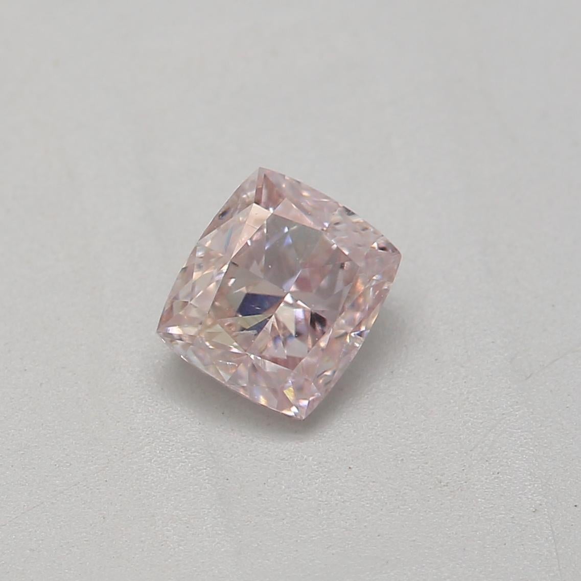 Certificate: GIA 
Report Number: 6391792332
Shape And Cut: Cushion
Carat Weight: 0.40 carat
Measurements: 4.29 x 3.87 x 2.44 mm
Color Grade: Fancy Light Pink

FEATURES OF THE DIAMOND:

This fancy light pink diamond is a rare and exquisite diamond
