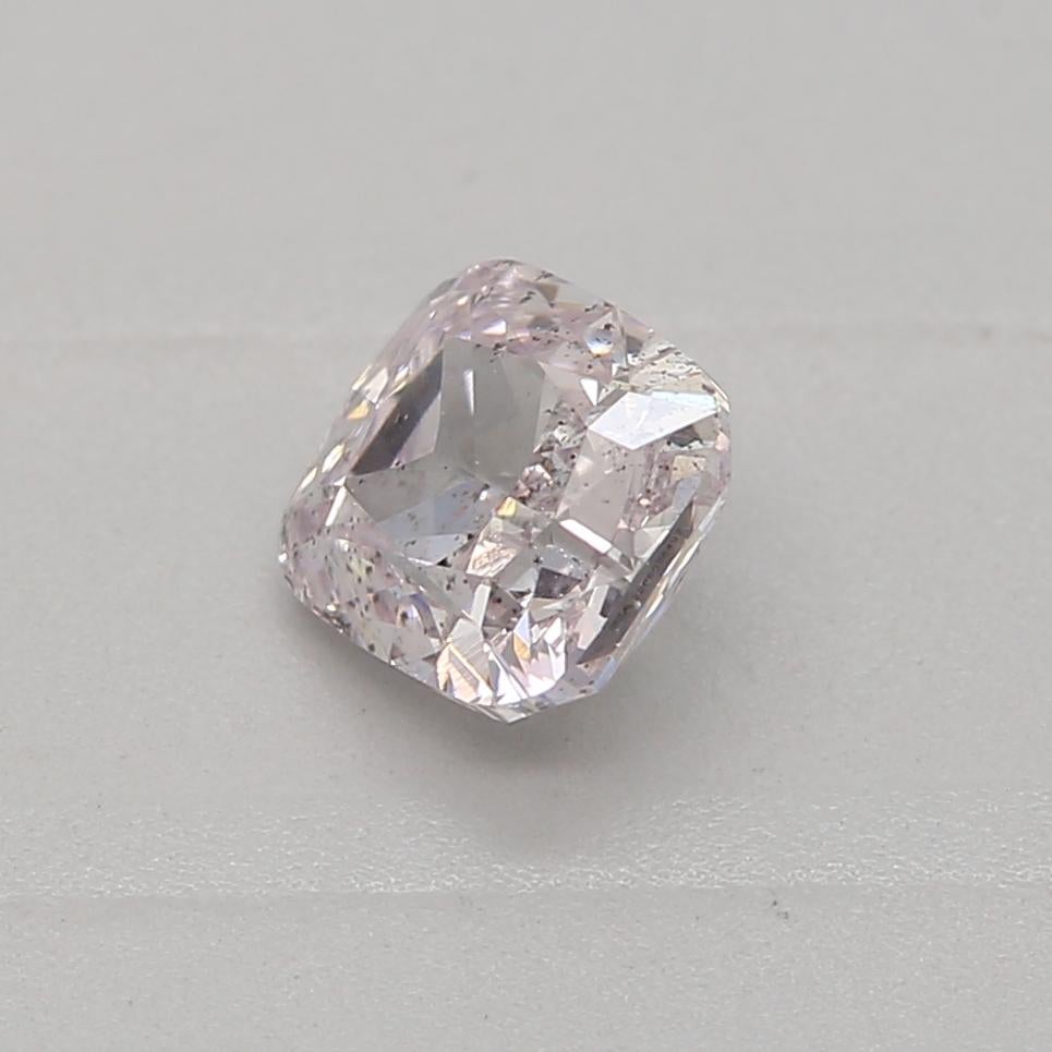 Cushion Cut GIA Certified 0.40 Carat Fancy Light Purplish Pink SI2 Clarity Diamond For Sale