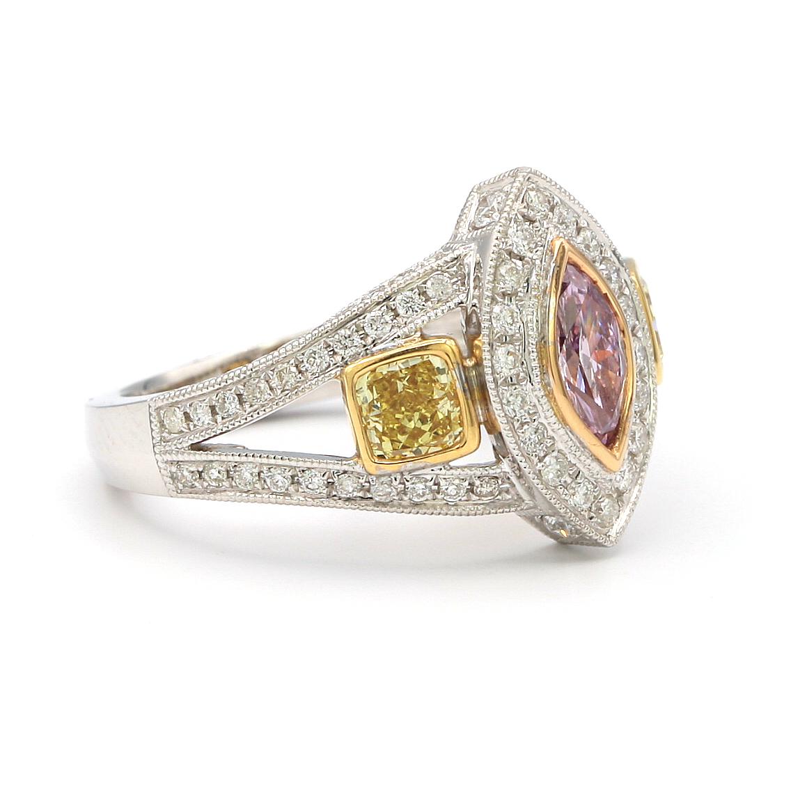 yellow pink diamond ring