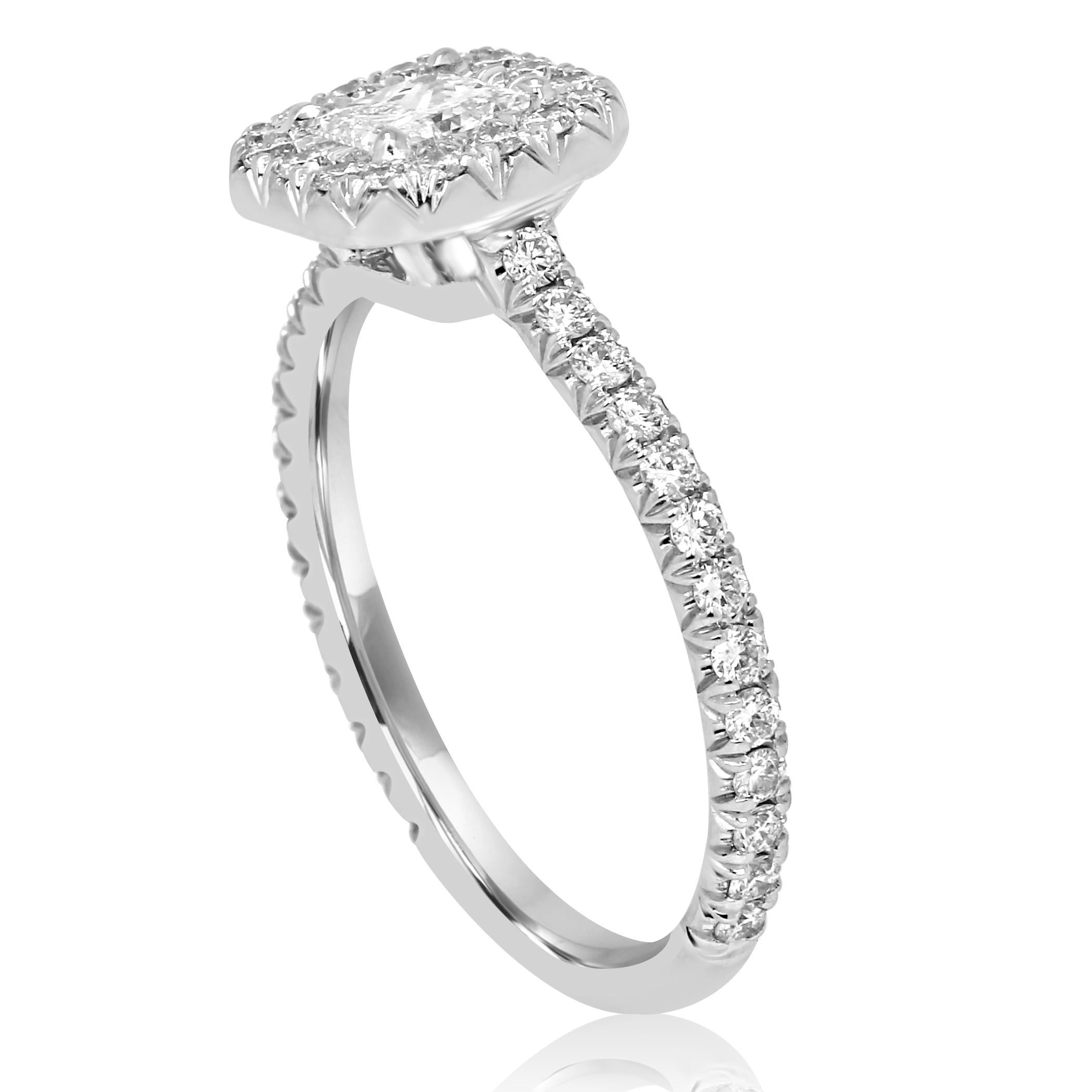 Princess Cut GIA Certified Princess Diamond Halo 0.90 Carat Total Weight Gold Engagement Ring