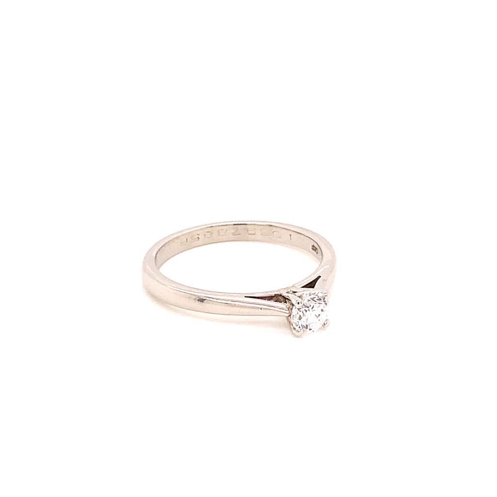 Round Cut GIA Certified 0.40 Carat Solitaire Round Brilliant Diamond Ring in Platinum For Sale