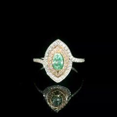 GIA Certified 0.40 Carat Very Light Yellow Green VS2 Clarity Diamond Ring