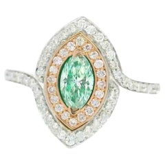 GIA Certified 0.40 Carat Very Light Yellow Green VS2 Clarity Diamond Ring