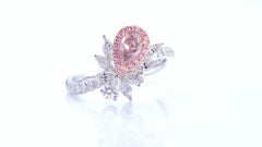Gia Certified, 0.40ct Fancy Light Pink Pear, Natural Fancy Color Diamond Ring