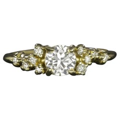 GIA Certified 0.40ct G SI2 Diamond Asymmetrical Cluster Ring in 14k Yellow Gold