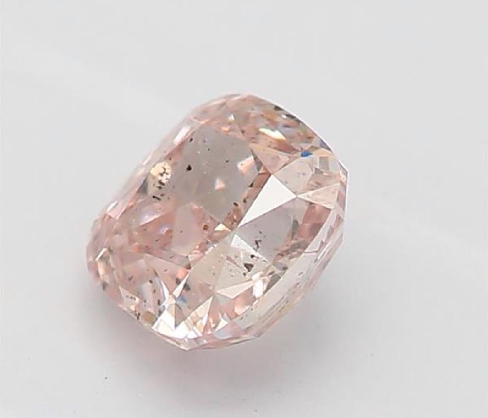 Taille coussin Diamant rose brunâtre fantaisie certifié GIA de 0,41 carat de pureté I1 en vente