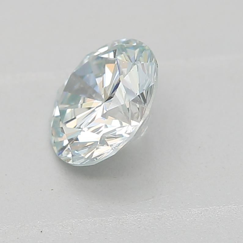 Round Cut GIA Certified 0.41 Carat Fancy Light Bluish Green VVS2 Clarity Diamond For Sale