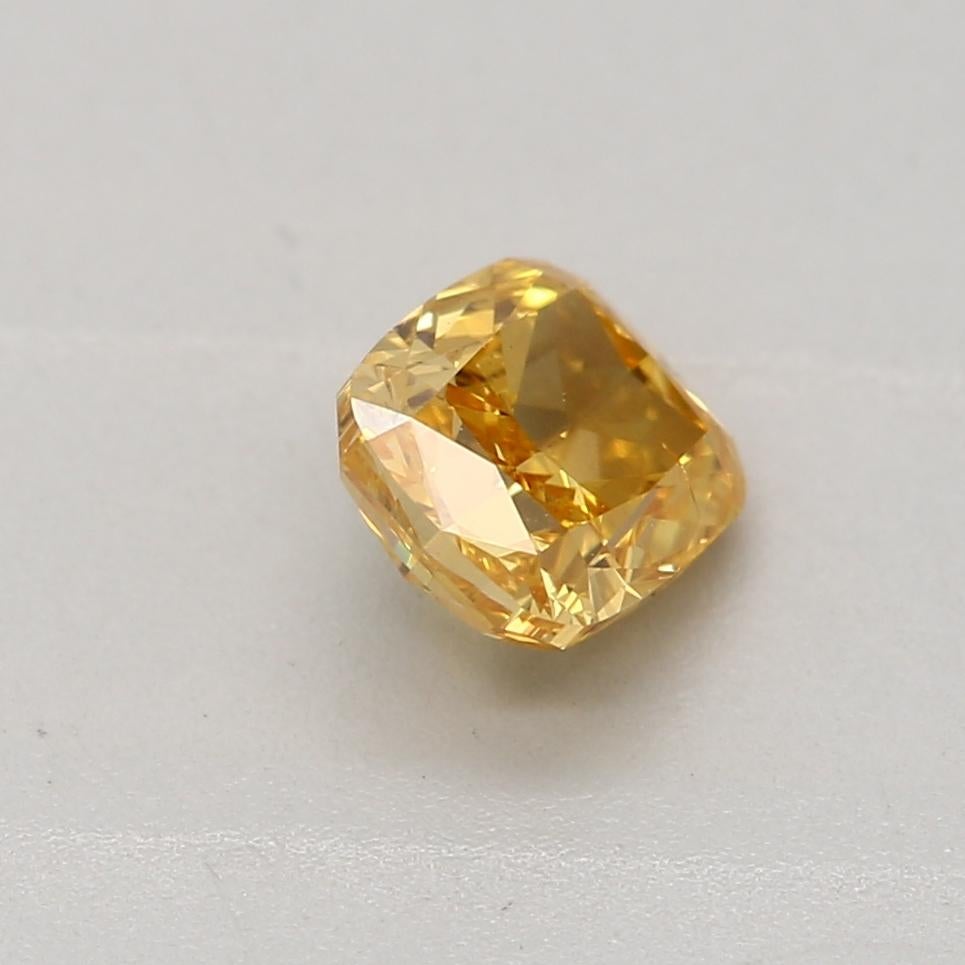 Women's or Men's GIA Certified 0.41 Carat Fancy Vivid Yelllow Orange SI2 Clarity Diamond For Sale