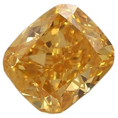 GIA Certified 0.41 Carat Fancy Vivid Yelllow Orange SI2 Clarity Diamond