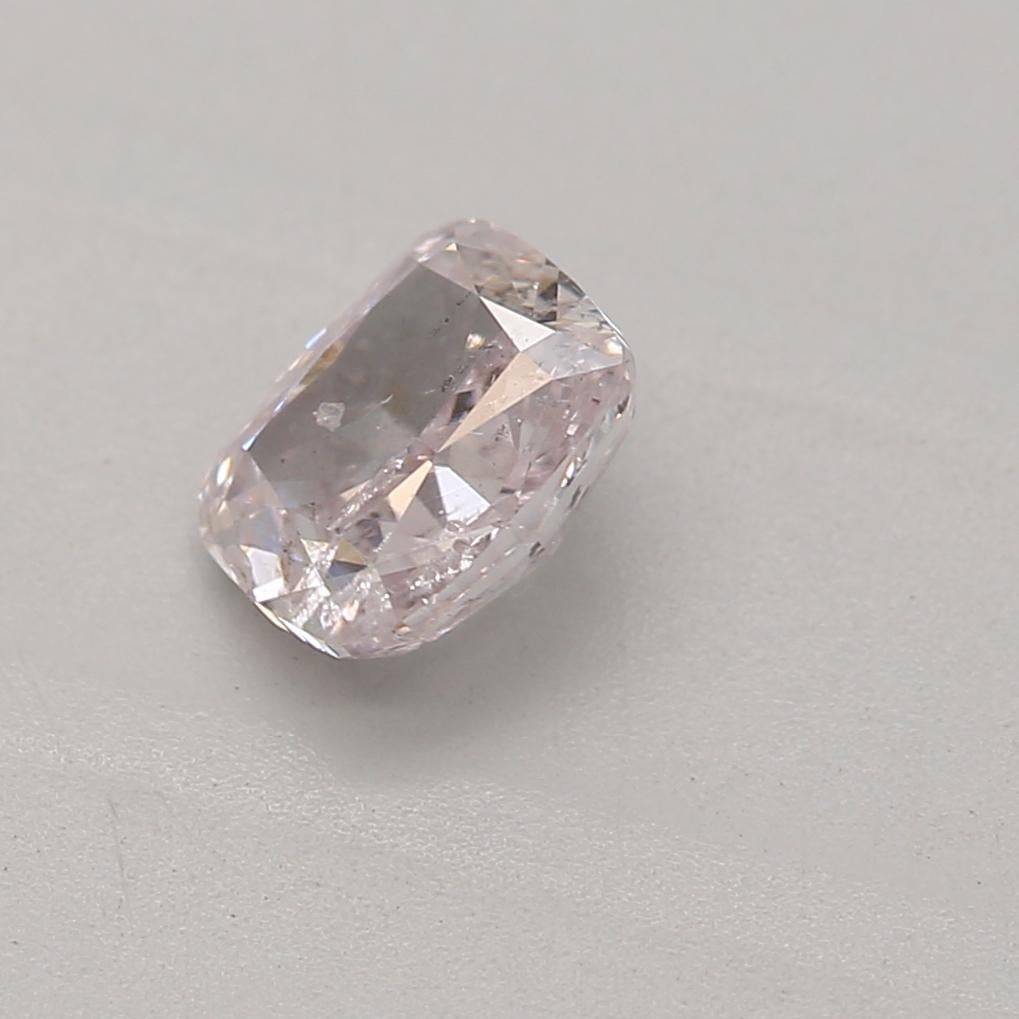Cushion Cut GIA Certified 0.41 Carat Light Pink I1 Clarity Diamond For Sale