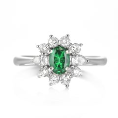 GIA Certified 0.41 Carat Natural "No Oil" Emerald & Diamond Ring set in Platinum