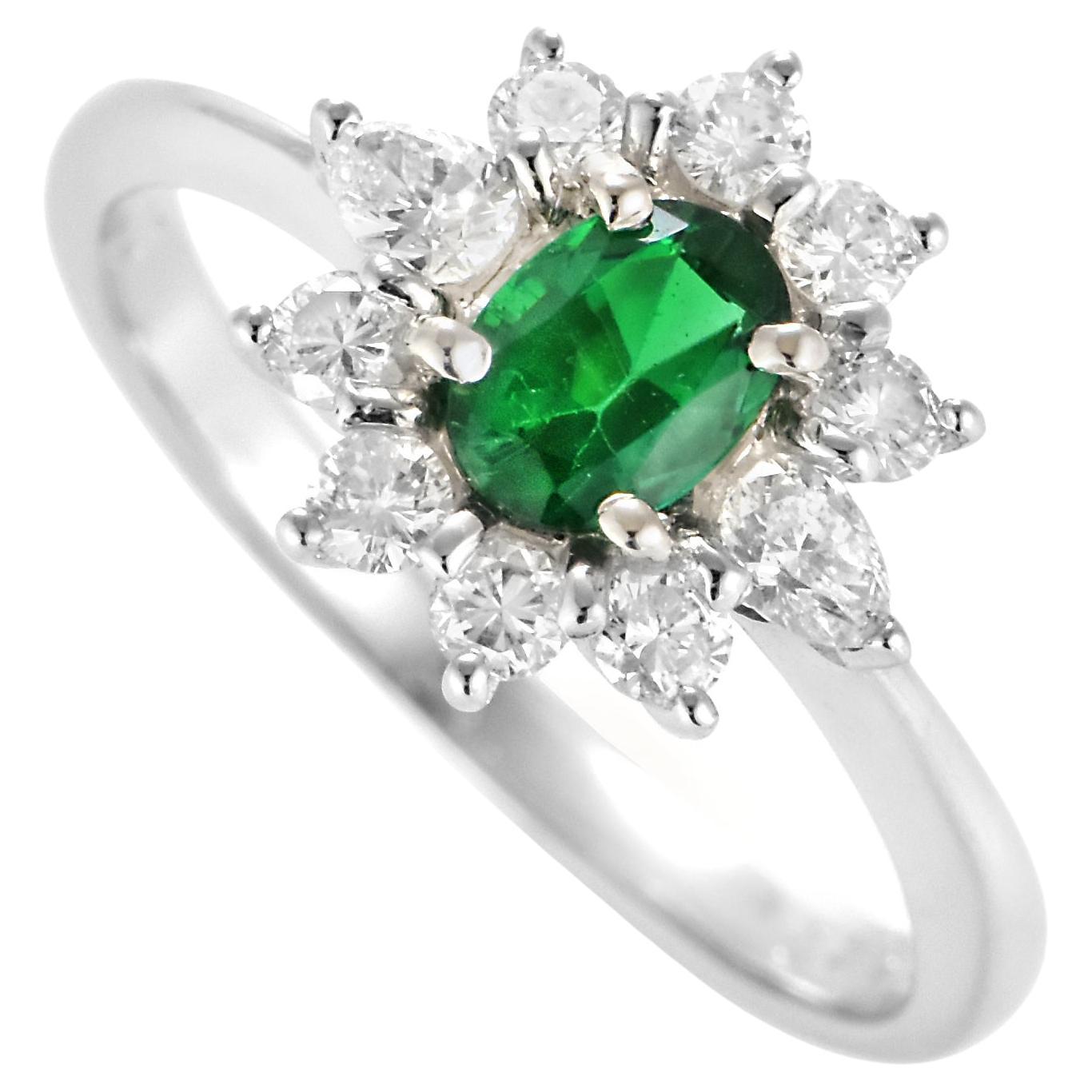 GIA zertifiziert 0,41 Karat natürlichen "No Oil" Smaragd 
Diamant-Ring in Platin